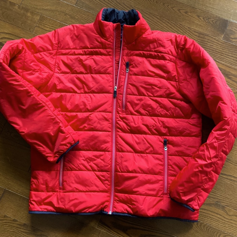 Mens Lands End red down filled jacket